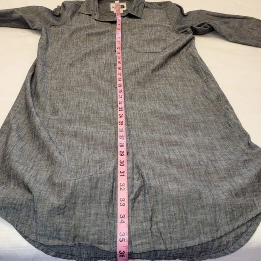 The North Face Chambray Gray Long Sleeve Cotton Gorpcore Shirt Dress Small - Picture 7 of 7